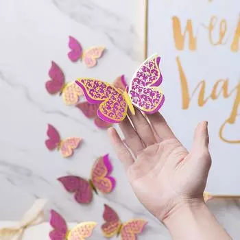 Hollow Butterfly Wall Sticker Hollow Butterfly Metallic Feel Home Decoration 3d Stereo Decorations Party Butterfly Decoration