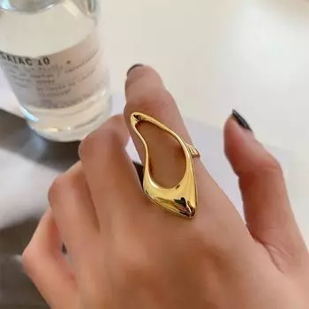Hollow Irregular Geometric Big Rings For Men Women Resizable Golden Rings ARI золотой