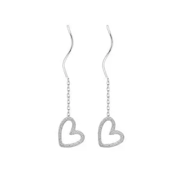 Hollow Love Earphone Female Ear Hole Super Fairy Temperament Beautiful Minimalist Elegance Matte Wavy Fringed Heart Earchain Copper