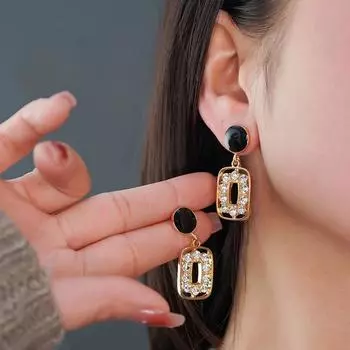 Серьги-подвески с квадратным кубическим цирконием для женщин и девушек, простые геометрические украшения