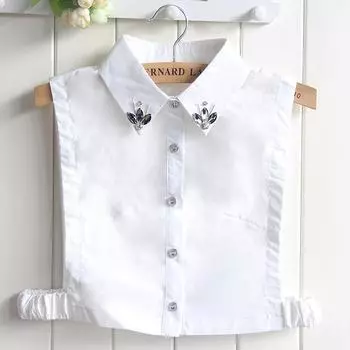 Hollow Versatile Fake Collar Shirt Collar Women S Spring Rhinestone Cotton Pointed Neck Sweater Decorative Collar