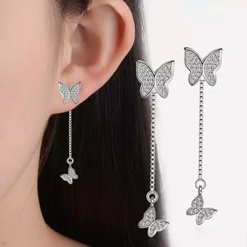 Hollowed Out Love Tassel Mini Geometric Triangle Long Tassel Sparkling Temperament Simple Female Earrings Party Accessories Fashion Jewelry