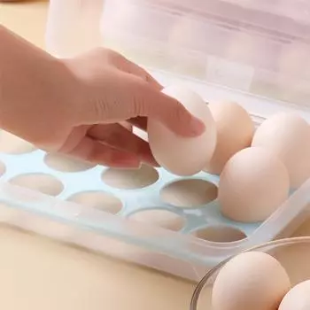 Холодильник Crisper Portable Egg Box Storage Box Прозрачный пластиковый Anti Collision Kitchen 15 Compartment Accessories синий