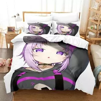 Hololive Neko Mata Okayu Комплект постельного белья Single Twin Full Queen King Size Комплект постельного белья Aldult Kid Bedroom Duvetcover Sets 3D Anime 70x133cm 2pcs