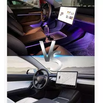 HOLYWOOT Tesla Model 3 Model Y Внутреннее освещение автомобиля Светодиодная RGB неоновая световая лента с оптоволоконным кабелем с приложением One LED Strip 1.8m
