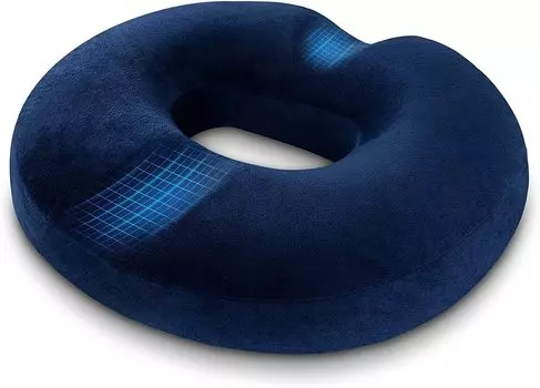 HOMCA Donut Эргономичная подушка для сиденья из пены с эффектом памяти для ягодиц Для тех, кто сидит более 8 часов Дышащий Zabuton, синий