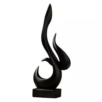 Home Dcor Fire Shape Table Decorating Matte Finish Ceramic Figures - (Black)