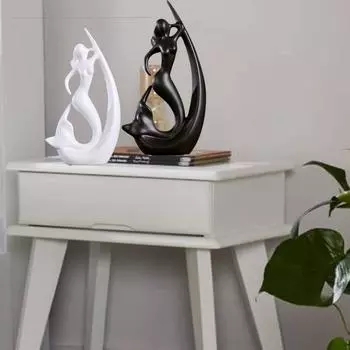 Home Decor Ceramic Creative Mermaid Shape Home Decor Figurine (Pack of 1, Black & White)
