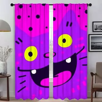 Home Interior Curtains for Camera Funny Cat Curtains Child Room Tulle for Bedroom Living Room Curtain Halloween Decoration Panel W50xH70cmx2pcs-CL