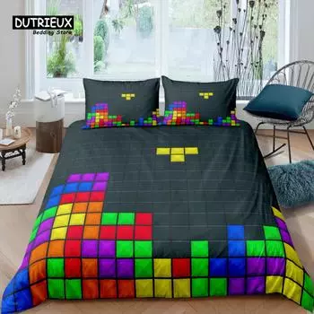Home Living Luxury 3D Cube Bedding Set Girls Duvet Cover Set Pillowcase Kids Bedding Set Queen and King EU/US/AU/UK Size EU single(135x200cm)