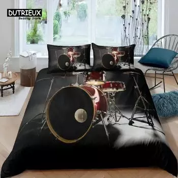 Home Living Luxury 3D Drum Kit Bedding Set Musical Duvet Cover Pillowcase Queen and King EUUSAUUK Size Comforter Bedding EU Single 135x200cm