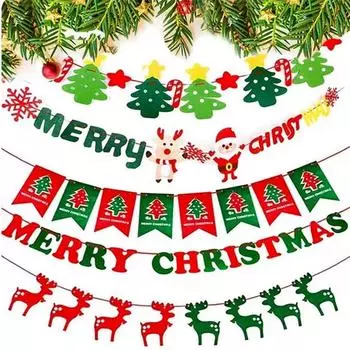 Home Party Christmas Triangle Flag Articles Flag Pulling Pendant 1set Letter Color New Flag Christmas Decorative Unique Style1