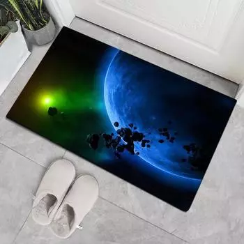 Home Planet Pattern Ковер Коврик для пола Коврик для двери Нескользящий коврик для кухни Впитывающий коврик для туалета 40x60