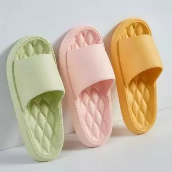 Home Slippers 2024 Summer New Women s Bathroom Thick Soled Anti-Slip Wear-resisting Mute Fashion Soft Soled Outdoor Shoes 36-37 чёрный