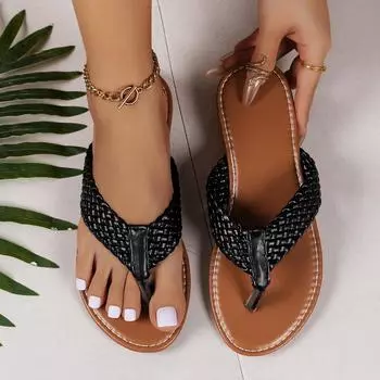 Home Slippers Summer Shoes for Women Flats Flip Flops Women Outdoor Slides Luxury Ladies Shoes Woman Sandalias Zapatos De Mujer 36 чёрный