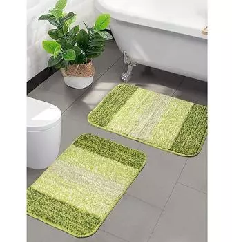 Home Soft Microfibre Anti-Skid Bath Mat - Pack of 2, 35x50 cm, Green Satandard зелёный