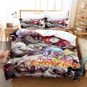 Home Textiles Twin Star Exorcists Bedding Set Cartoon Anime three-piece set Adult Kid Bedroom Duvet cover Sets 3D Kawaii Girl EU Twin 135x200cm