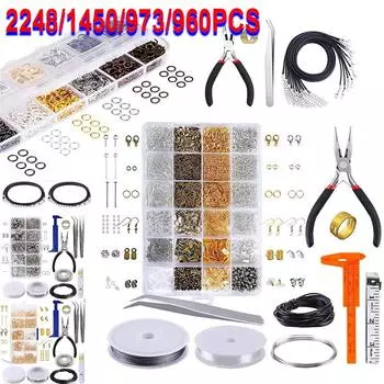 Homedo 2248/1450/973/960 шт. набор инструментов для изготовления ювелирных изделий «сделай сам», открытое кольцо для прыжка, застежка-лобстер, хвостовая цепочка, зажим с пряжкой, комплект крючков для серег
