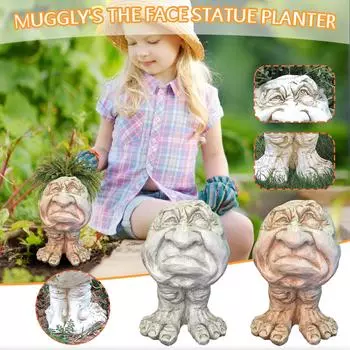 Homestyles Антикварный белый цветочный горшок со статуей Grumpy & Granny The Face разноцветный