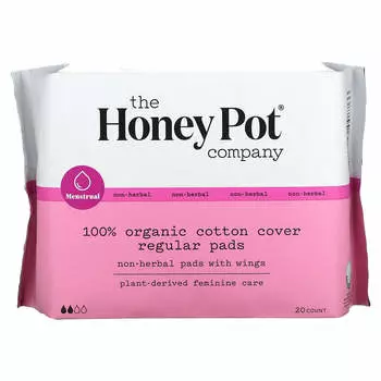 Honey Pot Company, органические обычные нетравяные прокладки с крылышками, 20 шт.