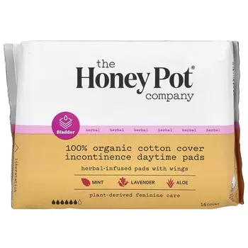 Honey Pot Company, ватные диски с крылышками, пропитанные травами, органические, дневные, 16 шт.