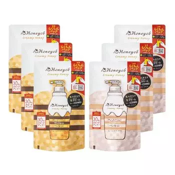Honeyche Creamy Honey Shampoo Tory Treatment Refill Set 3 каждого шампуня для ухода за волосами Сделано в Японии Damage Repair Salon Quality [Покупка набора] и [Honey