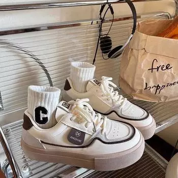 Hong Kong style platform white shoes 2025 summer casual shoes women s student white shoes dad shoes board shoes soft sole summer 11 35 синий