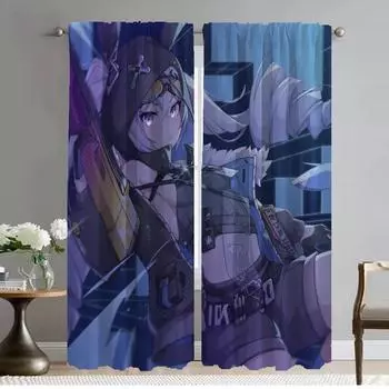 Honkai Star Rail Partition Tulle for Bedroom Kitchen Curtains 2 Pieces Modern Living Room Curtains Blackout Curtain Shades Child W50xH70cmx2pcs-CL