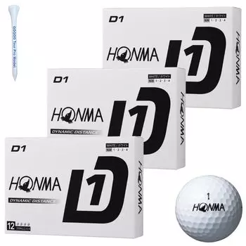 Honma Golf D1 Ball Golf Ball 2024 Model BT2401 White 3 Dozen 36 Balls Flying Distance Original Wood Tee