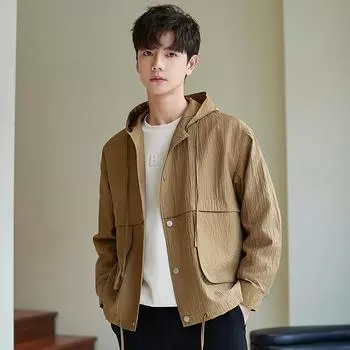 Hooded Men s Casual Jacket Spring and Autumn Short Sunscreen Trend Casual Men s Clothing M