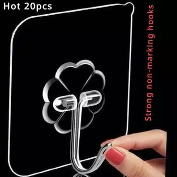 Hooks Hook Bathroom Home. Keys Storage Self-adhesive Kitchen Wall Towel Strong Transparent Accessories Hardware Fixture