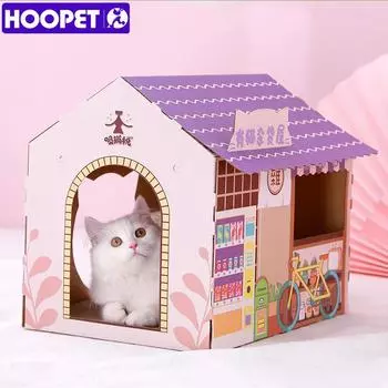 HOOPET Кошачий домик, кошачья когтеточка, кошачья кровать, игрушка, картонная когтеточка для кошек, доска для кошек розовый