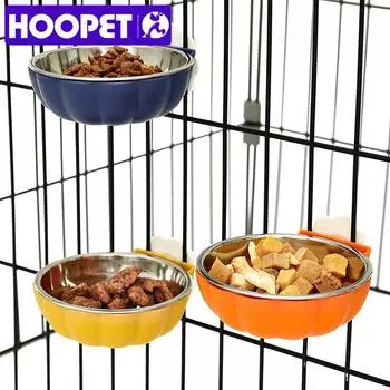 HOOPET миска для кошек миска для еды подвесная миска из нержавеющей стали миска для воды клетка для кошек миска для риса клетка для собак не опрокидывающаяся миска для собак M синий