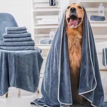 HOOPET Pet Towel Bath Absorbing Towel Soft Lintless Dogs Cats Bath Towels Absorbing Fast Drying Large Thick Towel Pet Towel S светло-серый