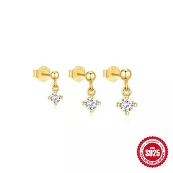 Horse Eye Zircon Three-Piece Set S925 Silver Simple Earrings Women S Set Earrings Leaf Stud Earrings Niche Sterling Silver Ears 925 Silver