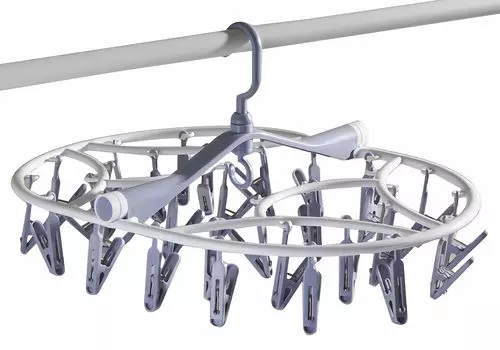 HOSUR Folding Clothes for Drying Small with Connecting and Rotating Design 32-Pinch Hanger, Foldable, Items, Hooks, Multi-Purpose Storage,