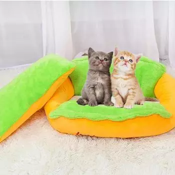 Hot Dog Shaped Pet Nest Doggy Cushion Cat Bed Mattress Warm Series Akita Dog Teddy Bear Warm Sleeping Mat Sofa Pet Supplies S