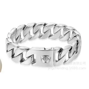Hot New Product 32mm Stainless Steel Casting Gold Dog Collar Solid Buckle Necklace Bully Fighting Large Dog Chain 32mm-12inch30cm) серебряный
