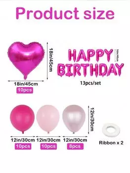 Hot pink happy birthday balloon set, hot pink love birthday party, Valentine s Day birthday party scene decoration supplies Other
