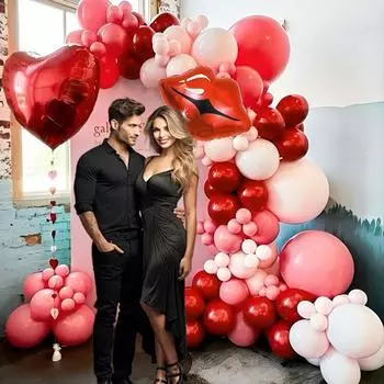 Hot pink latex party balloons, red lips balloons, I love you balloons, Valentine s Day wedding birthday party decorations Other