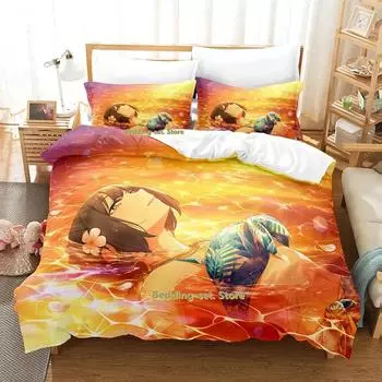 Hot Sale Kako Takafuji Bedding Set Cartoon Anime three-piece set Adult Kid Bedroom Duvetcover Sets 3D Kawaii Girl lit enfant 70x133cm 2pcs