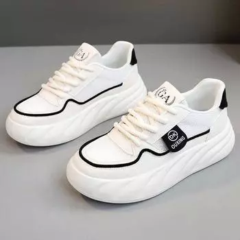 Hot Seller New Small White Shoes Female Students Net Surface Hong Kong Wind Bread Shoes Korean Version Thick Sole Casual Shoes 35 красный