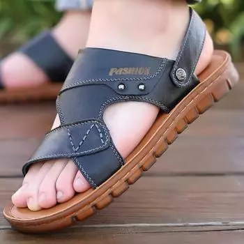 Hot Selling Handmade Soles Summer Commuting Work Shoes Waterproof Wear-resistant Men s Leather Casual Shoes Men s Sandals 38 чёрный