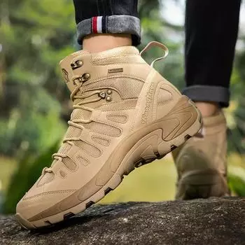 Hot selling new men s high top wear-resistant thick soled casual sports shoes, high-end versatile outdoor training combat shoes 40 хаки