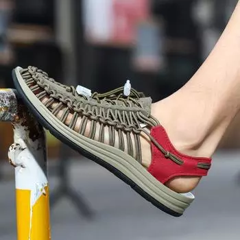 Hot selling new summer models Fashion Breathable Casual Shoes Men Outdoor Beach Sandals Plus Size 35-46 comfort Men shoes 35 коричневый