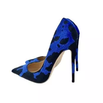 Hot selling sexy leopard print suede high heels blue black gradient suede 12CM slim high heels women s high heels d sma 33
