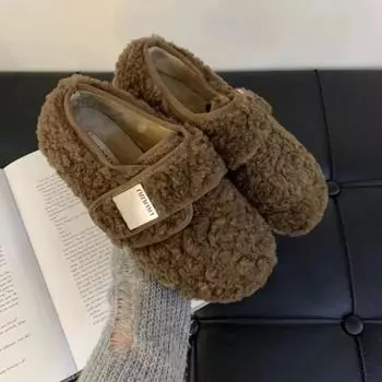 Hot Selling Women s Shoes Comfortable Spring and Autumn Outerwear Lightweight One-Buckle Suede Deep Mouth Slip-On Women s Shoes 35 абрикосовый