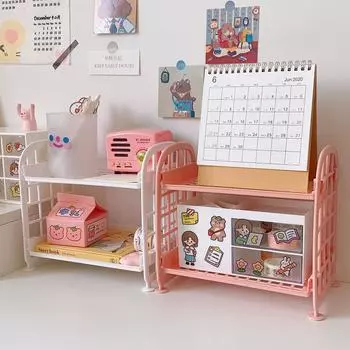 Hot Simple Double Layer Folding Desktop Bathroom Organizer Rack Dormitory Hollow Design Skincare Storage Shelf For Student зелёный