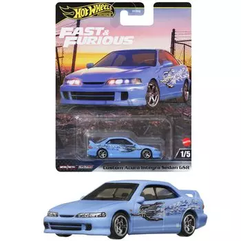 Hot Wheels Fast & Furious - Custom Acura Integra Sedan GSR Vehicle Toy Mini Car Возраст от 3 лет и старше Синий JDJ13