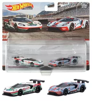 Hot Wheels Premium 2 Pack Ford GT Race, старые и HCY72 - 16 [3 больше] Белый/синий